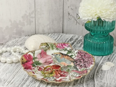 Trinket Dish in a Vintage Botanical Design 